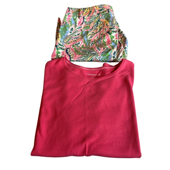Croft&Barrow Pink Pull Over Top Size Large Talbot Paisley Bermuda Shorts Size 8 - Picture 2 of 15